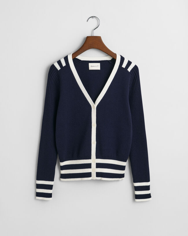 Cardigan con scollo a V con dettagli a contrasto
