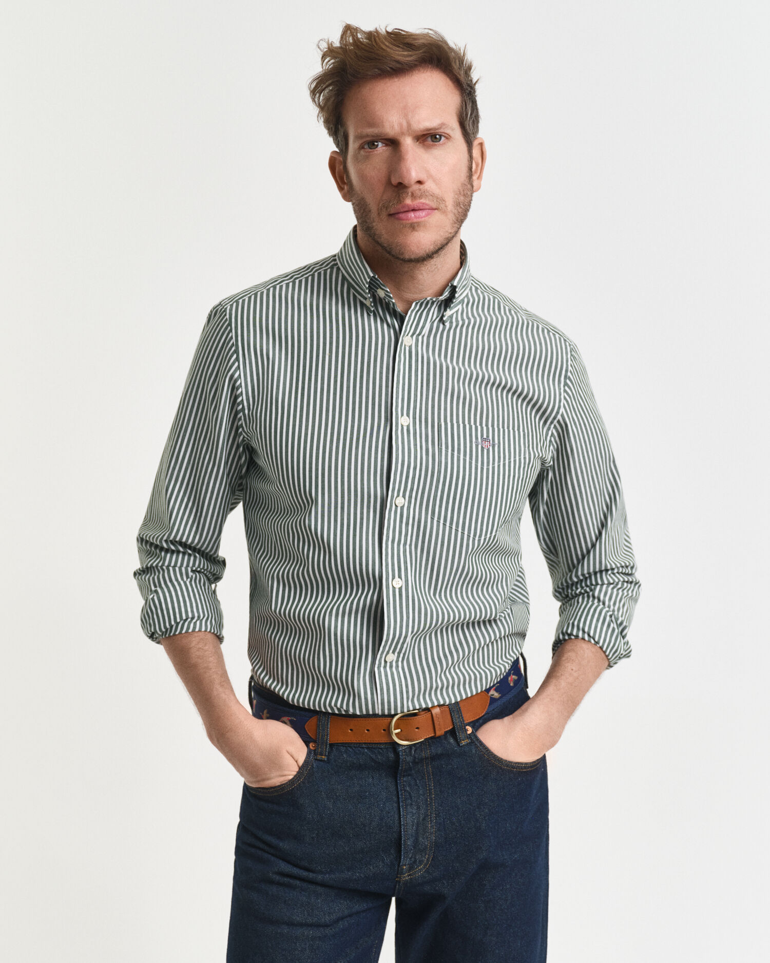 Camicia classica in popeline a righe regular fit