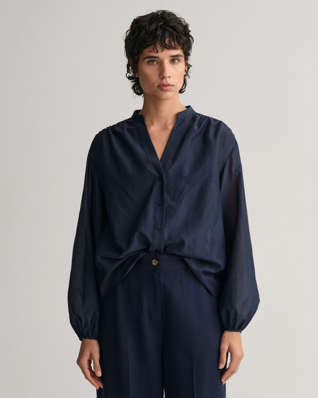 Blusa in misto cotone-seta relaxed fit