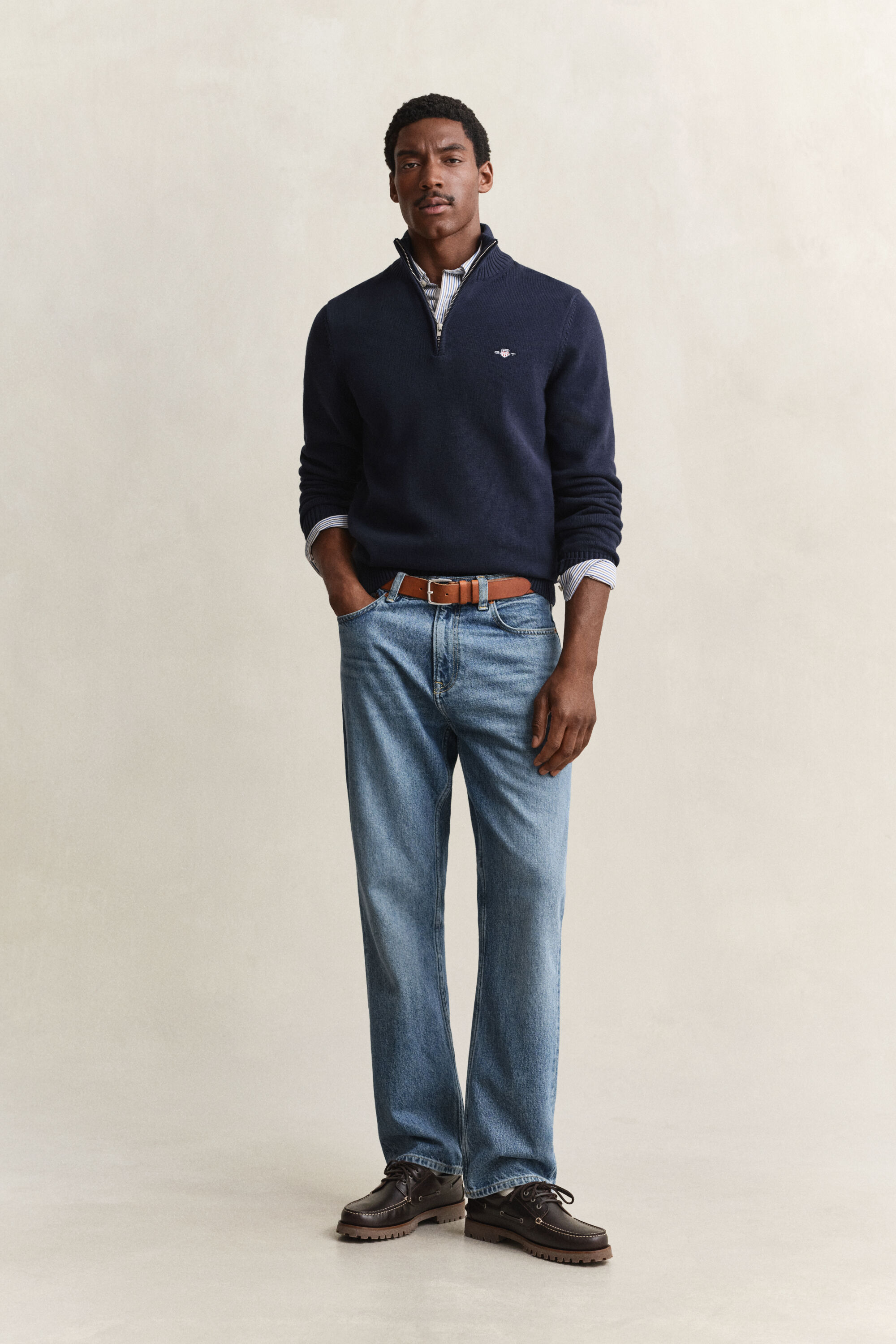 Maglia in cotone casual con zip corta