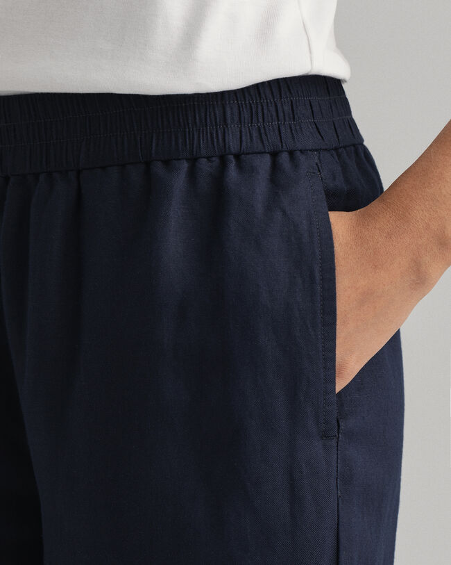 Pantaloni pull-on in lino-viscosa