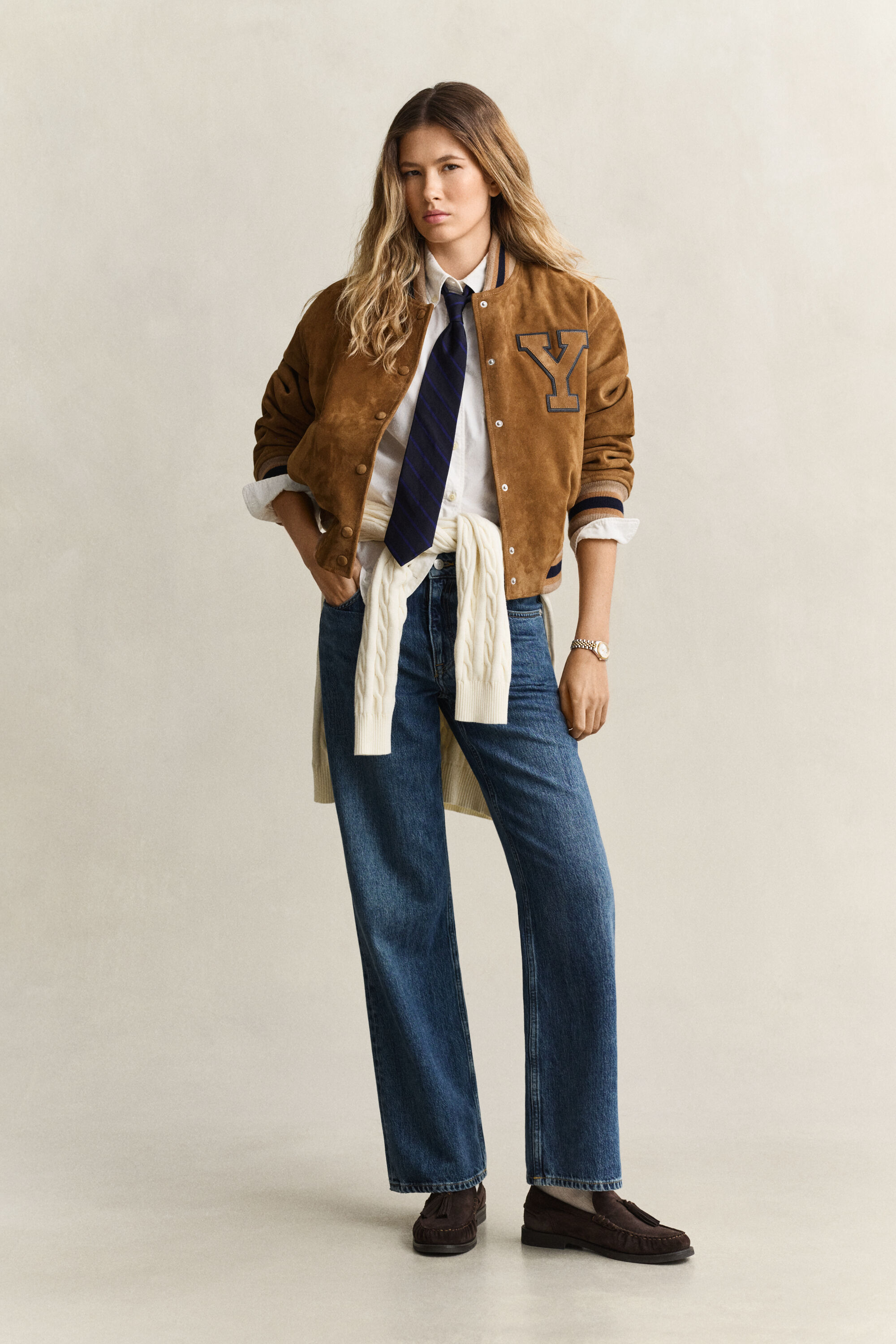Gant x Yale Varsity Jacket in camoscio