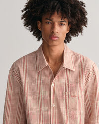 Camicia a maniche corte a quadri in seersucker relaxed fit