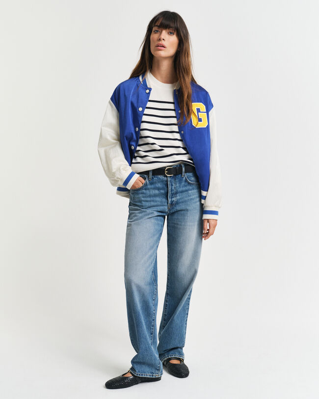 Maglia girocollo in cotone a righe