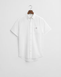 Camicia a maniche corte in misto cotone-lino regular fit