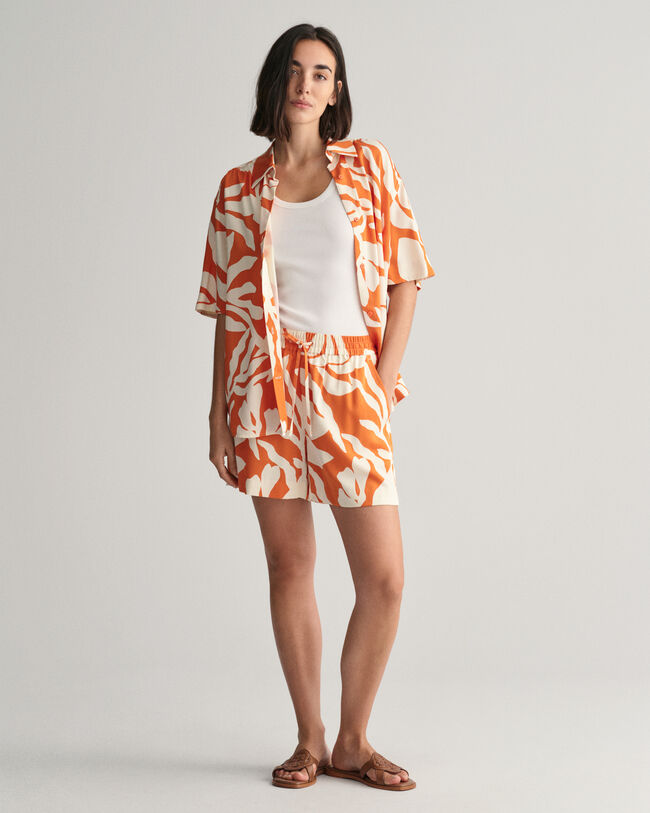 Camicia a maniche corte Palm Print relaxed fit