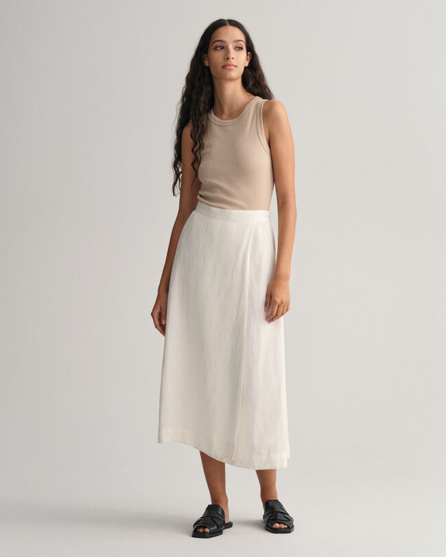 Gonna midi in lino-viscosa