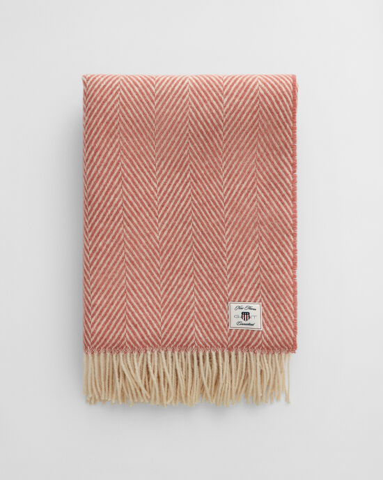 Coperta in lana con motivo a spina di pesce