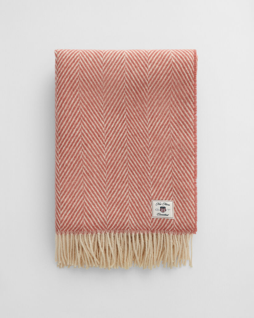 Coperta in lana con motivo a spina di pesce