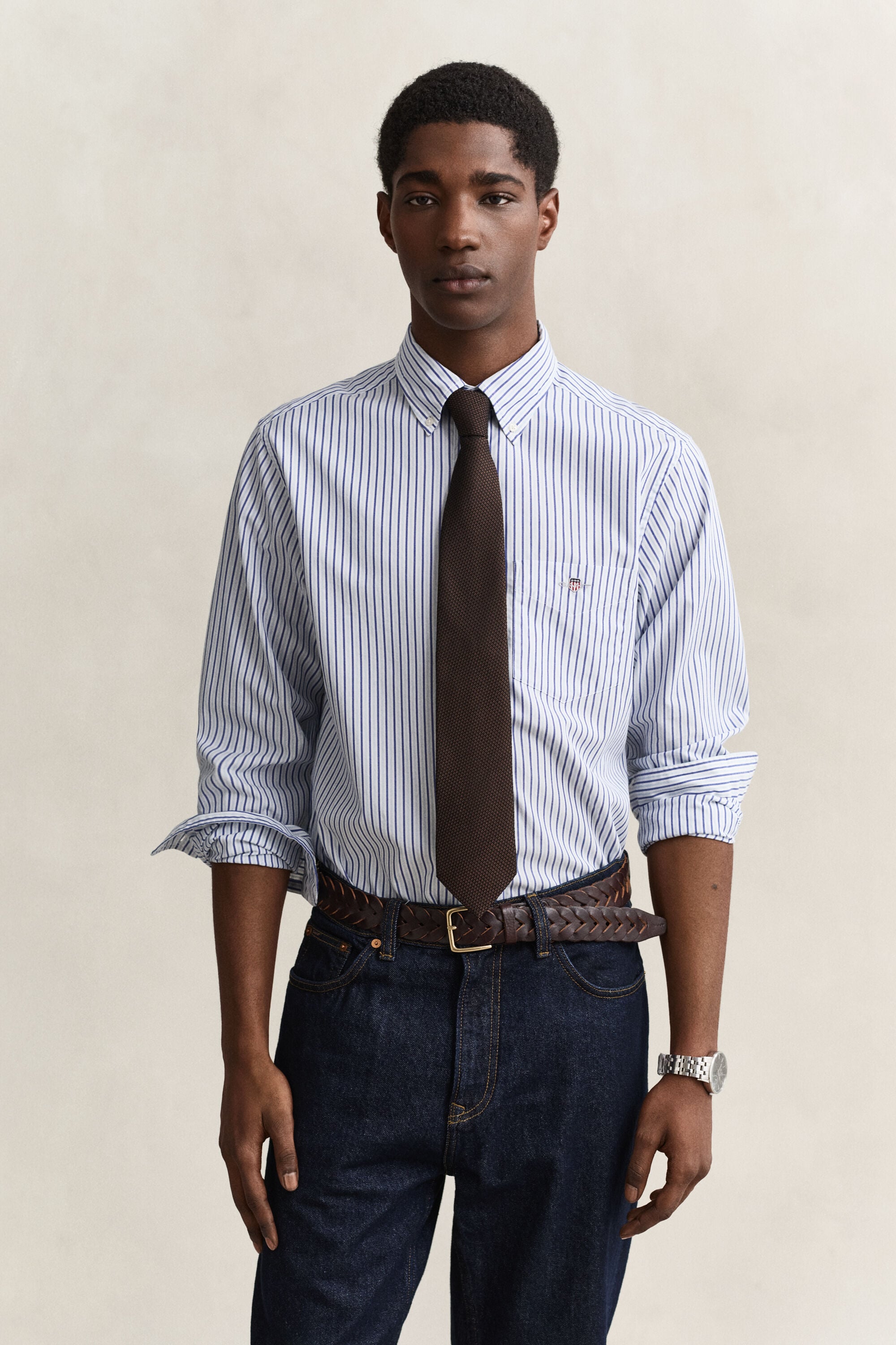 Camicia in popeline a righe
