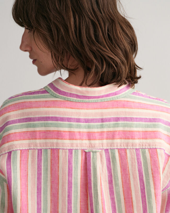 Abito chemisier multi righe in lino
