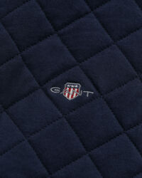 Felpa trapuntata con zip e colletto in velluto a coste