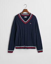 Maglia con scollo a V a trecce a righe Teens