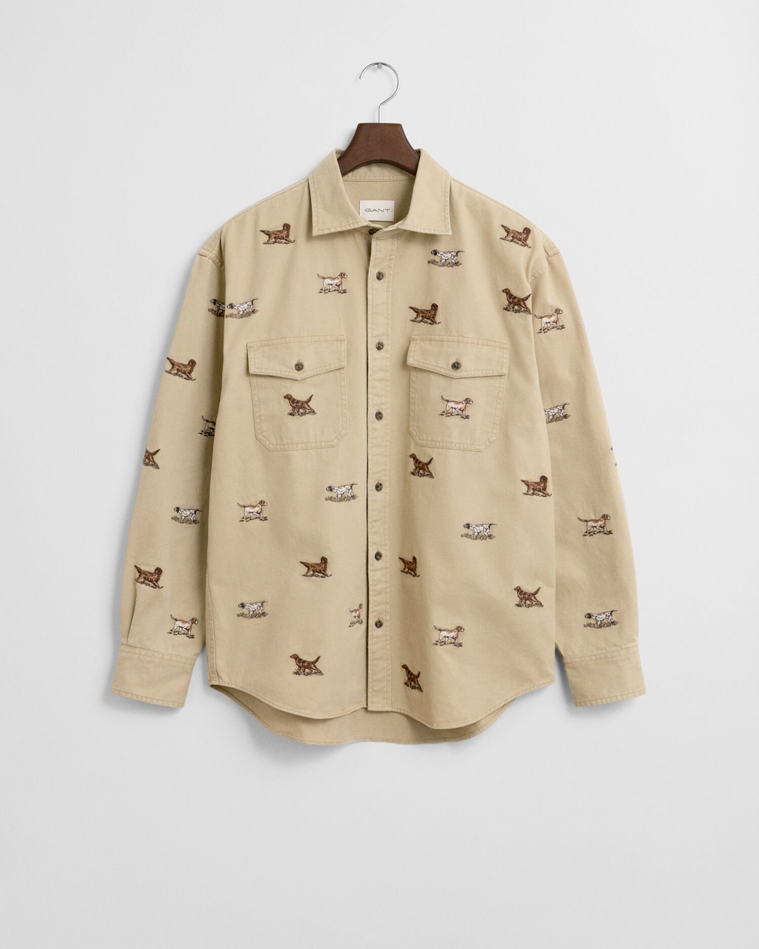 Camicia in twill con ricamo relaxed fit