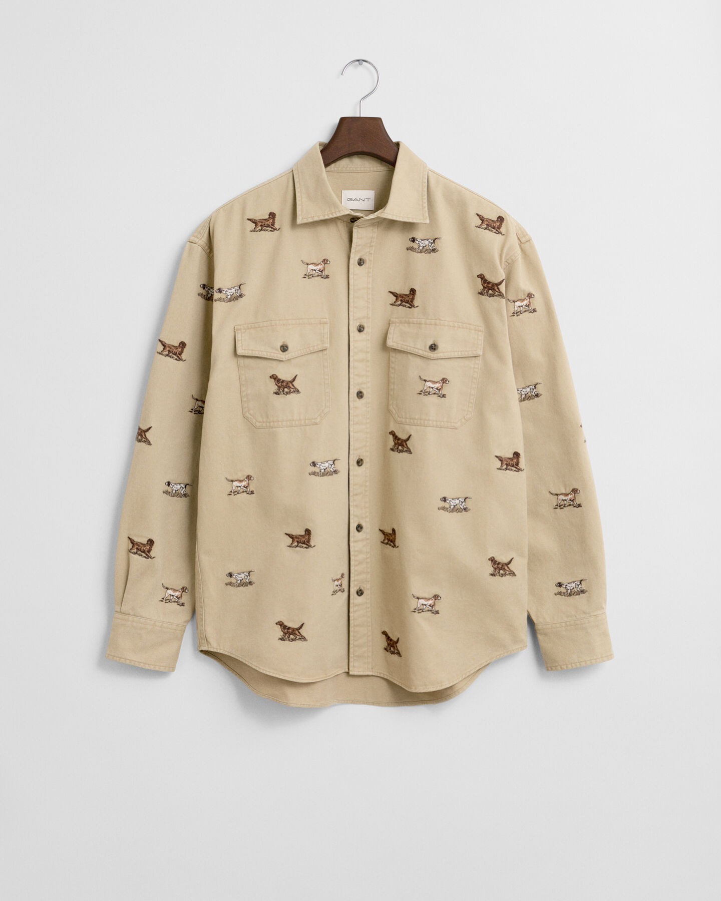 Camicia in twill con ricamo relaxed fit