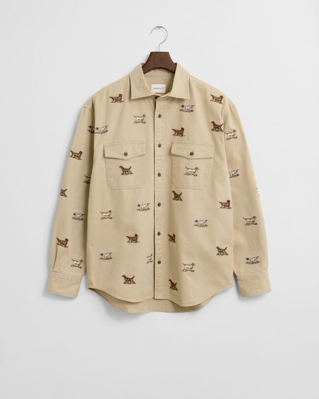 Camicia in twill con ricamo relaxed fit
