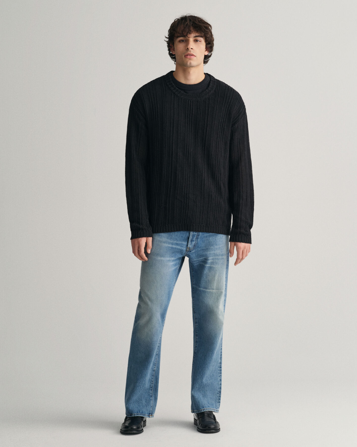 Maglia girocollo in lino e seta