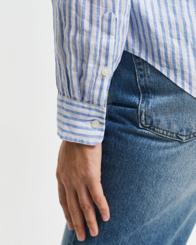 Camicia di lino a righe regular fit