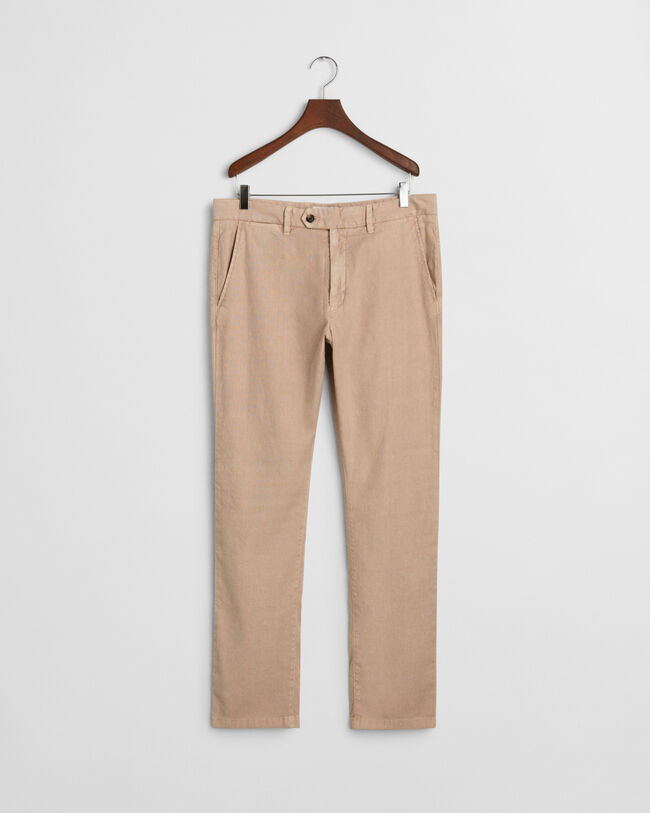 Pantaloni chino in lino e cotone slim fit