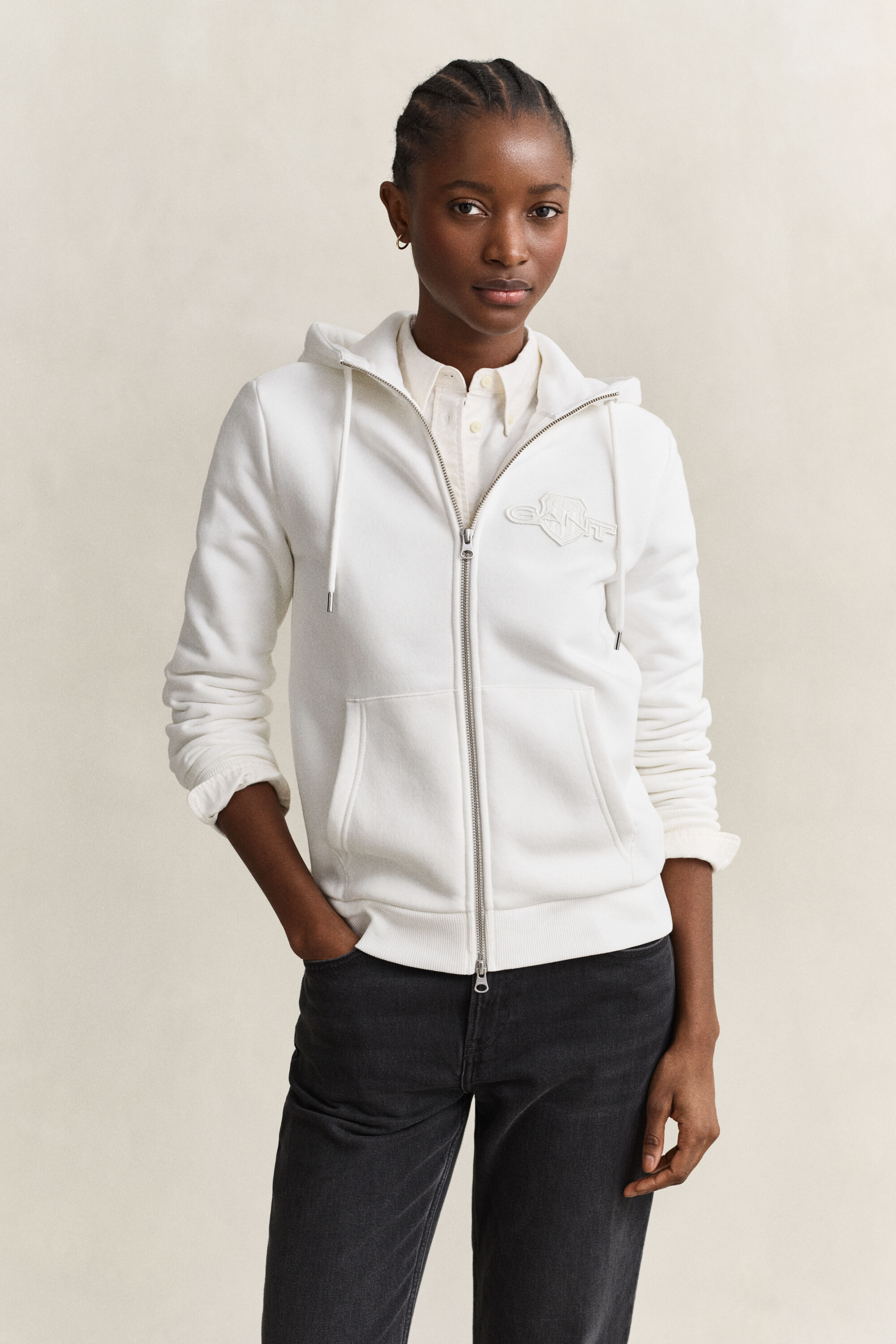 Felpa con zip e cappuccio Tonal Shield