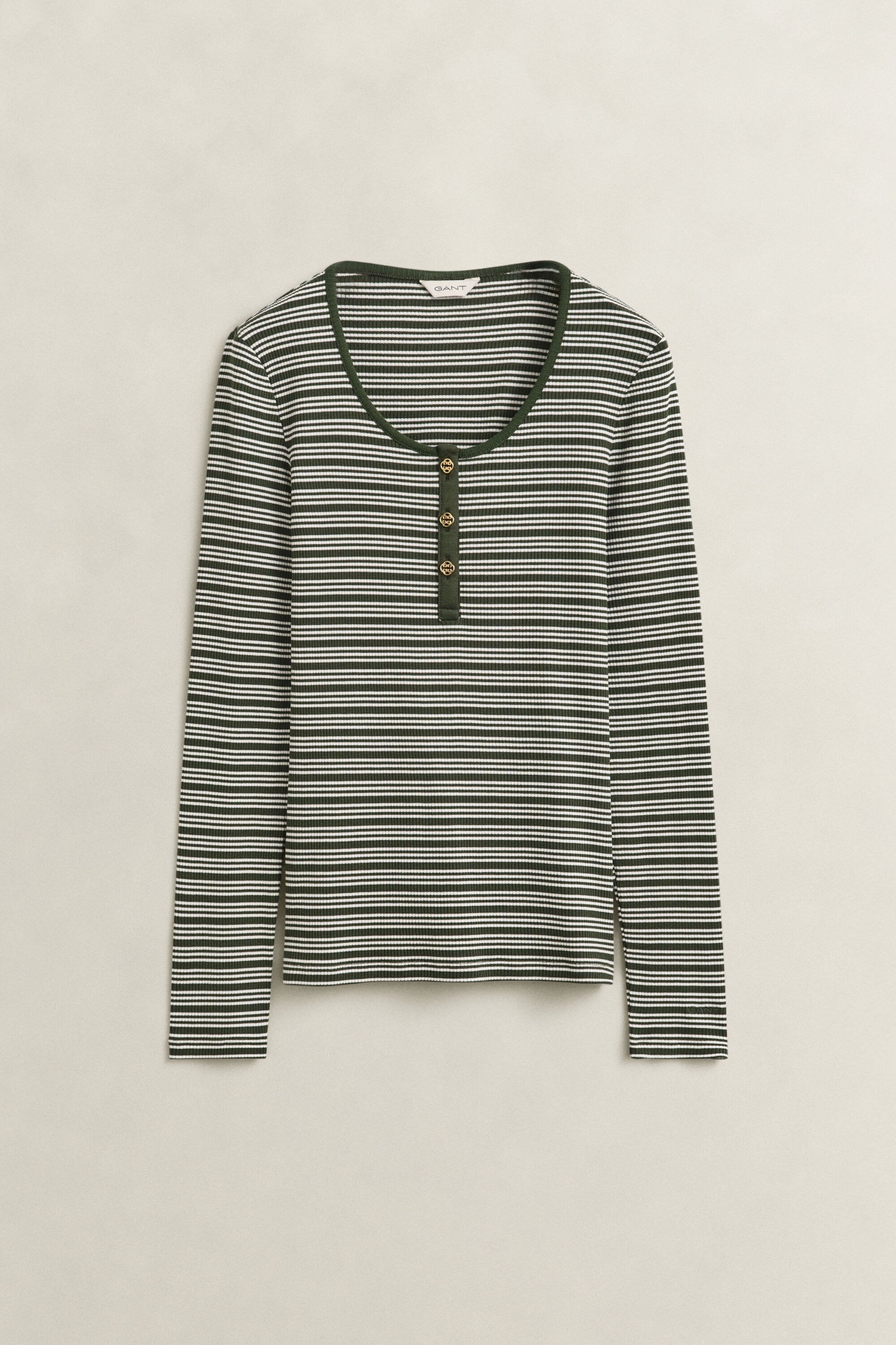Maglia Henley a coste a maniche lunghe