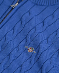 Maglia con zip corta in cotone a trecce