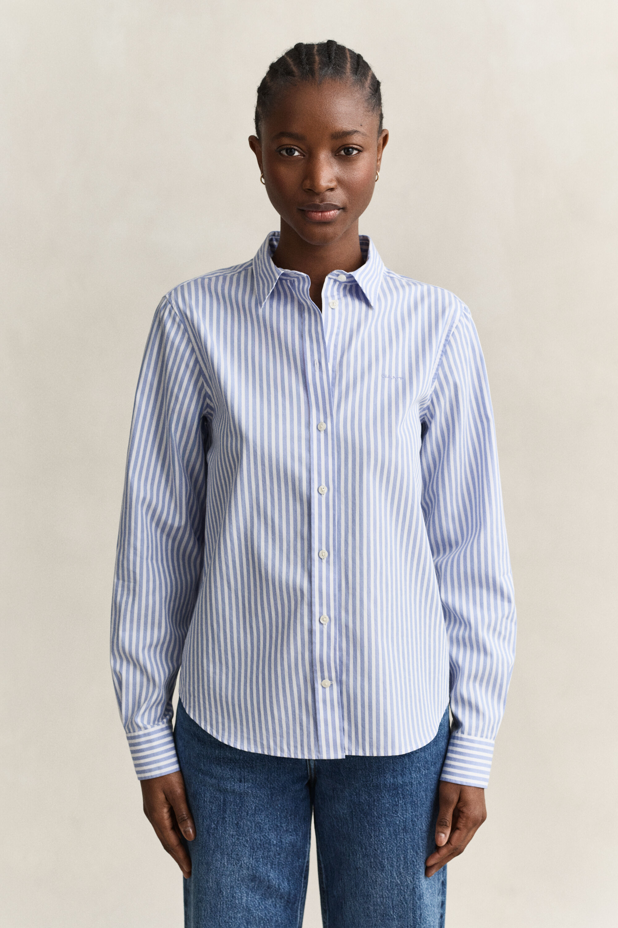 Camicia classica in popeline a righe regular fit