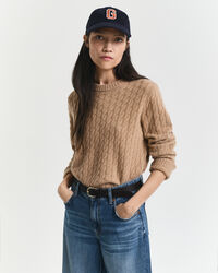 Maglia girocollo in cashmere a trecce