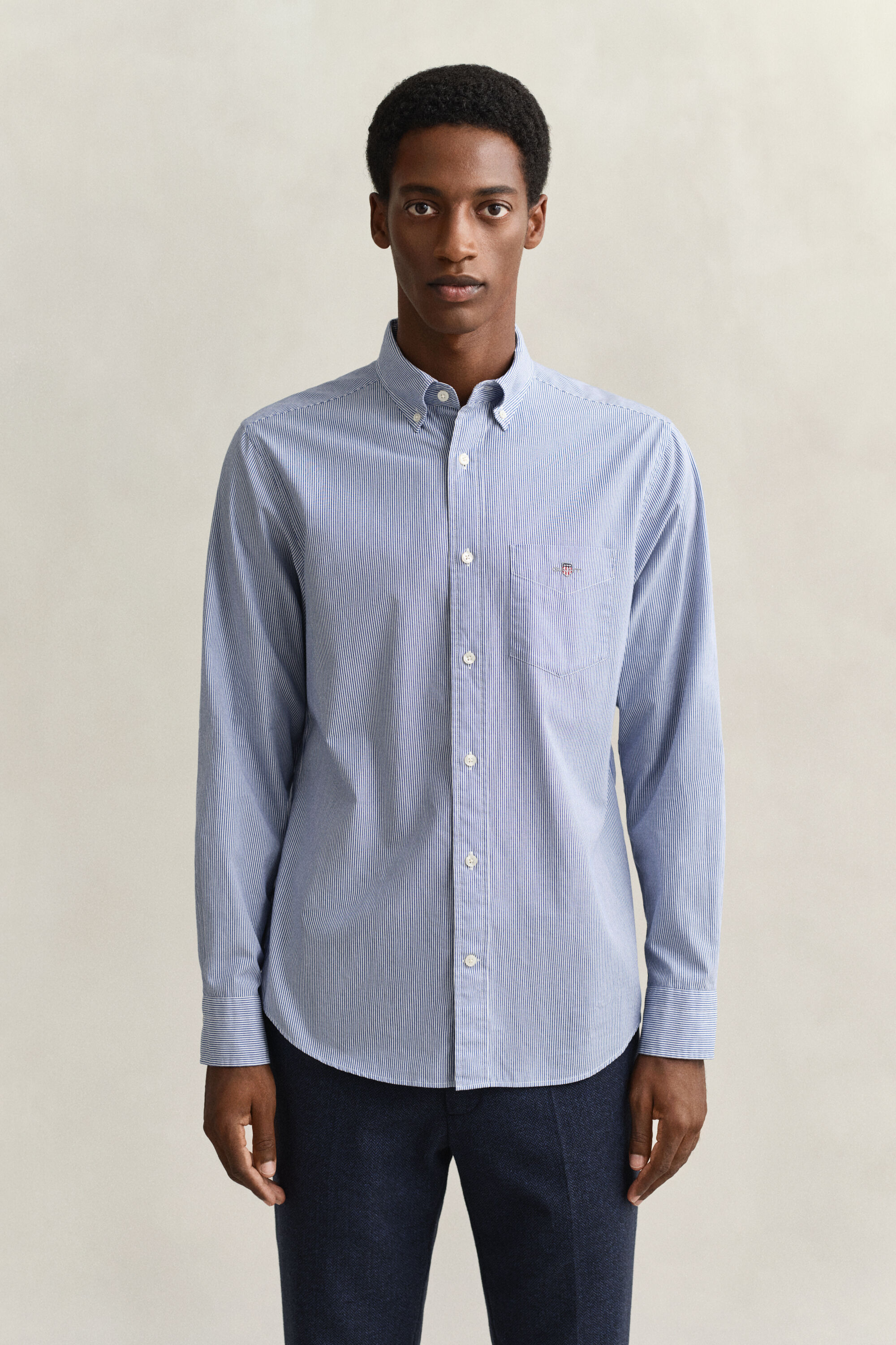 Camicia classica in popeline a righe Banker