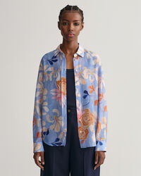 Camicia in misto cotone-seta con stampa floreale regular fit