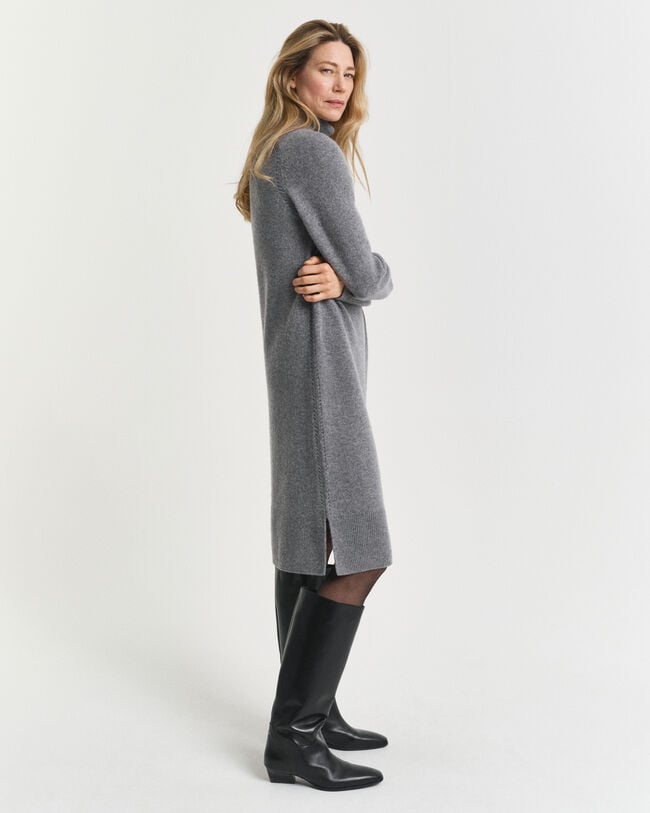 Abito a collo alto con dettagli in maglia