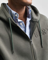 Felpa impressa con cappuccio e zip