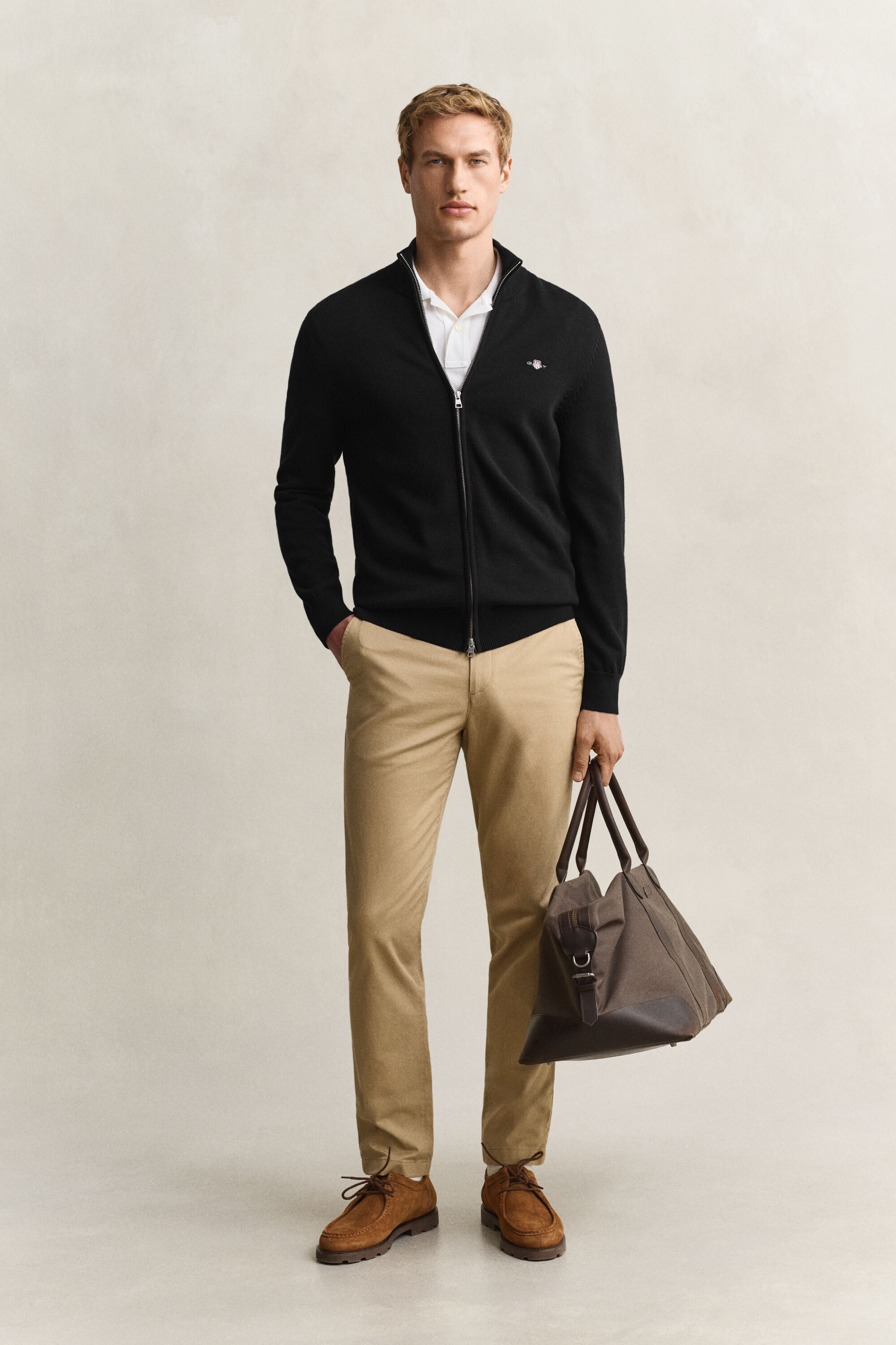 Cardigan in cotone casual con zip