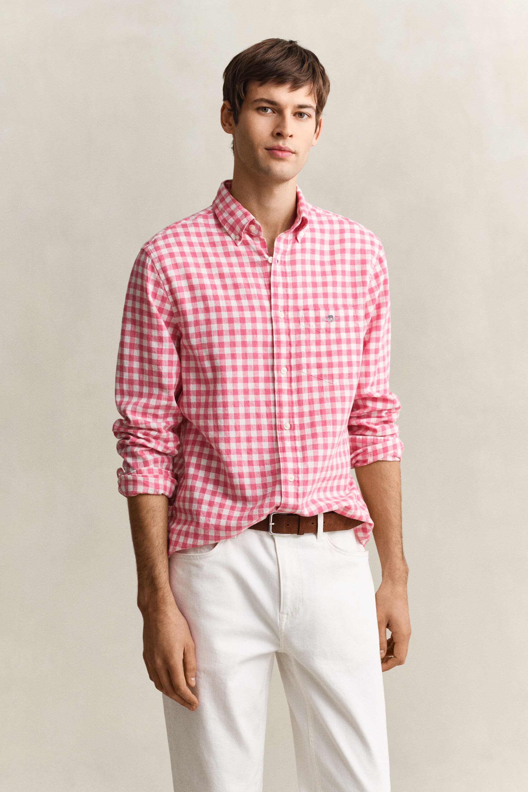 Camicia in misto lino percalle