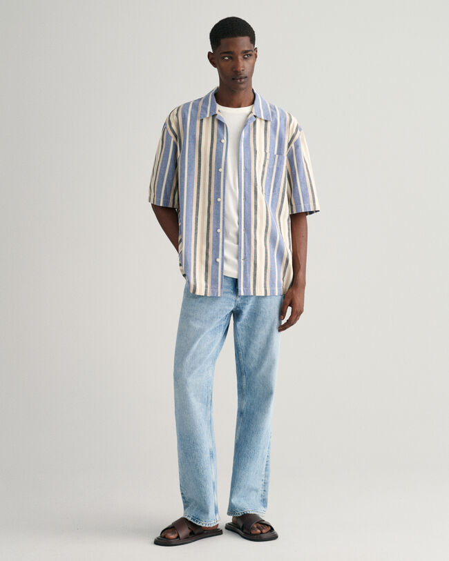 Camicia a maniche corte a righe larghe relaxed fit
