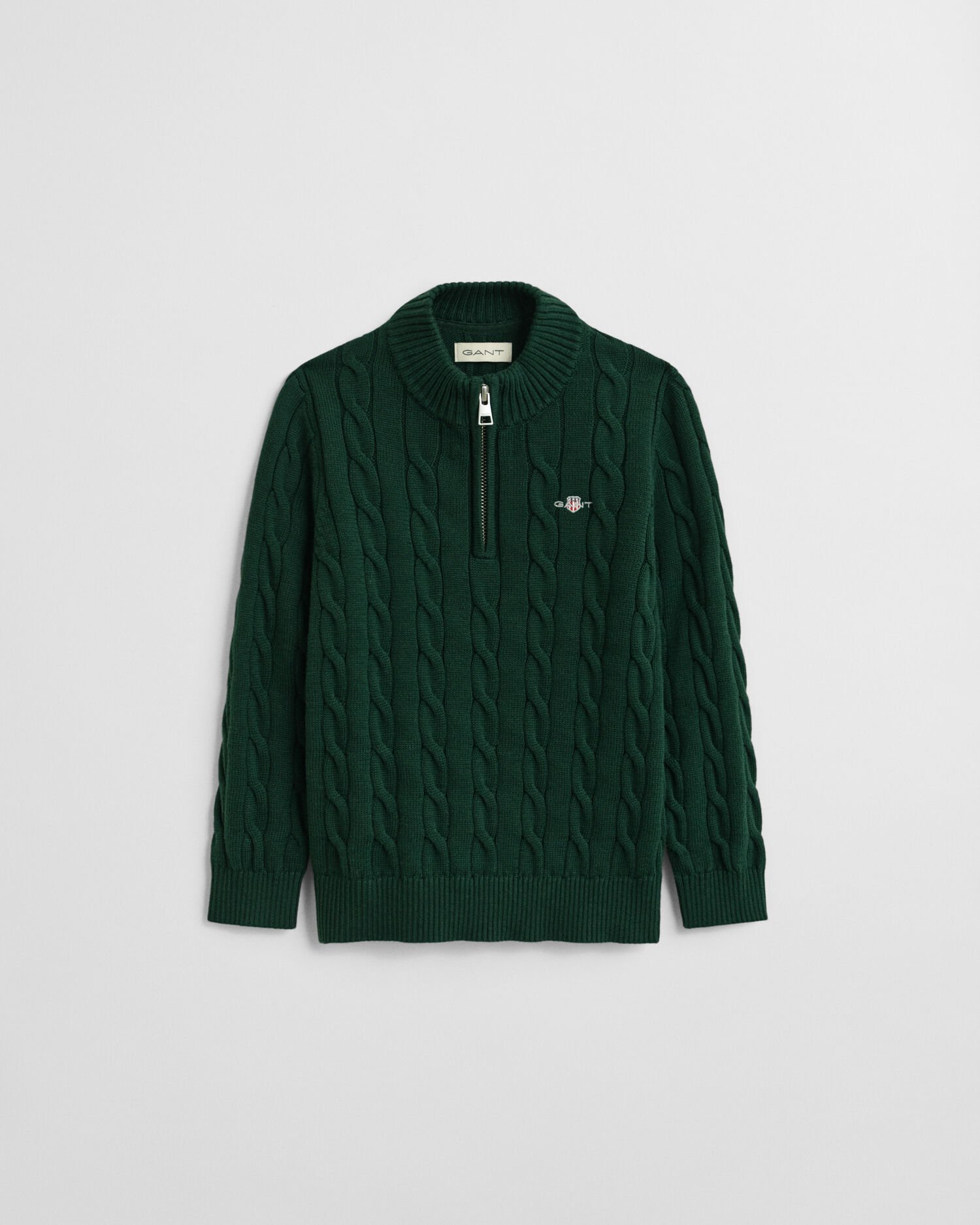 Maglia con zip corta in cotone a trecce Kids