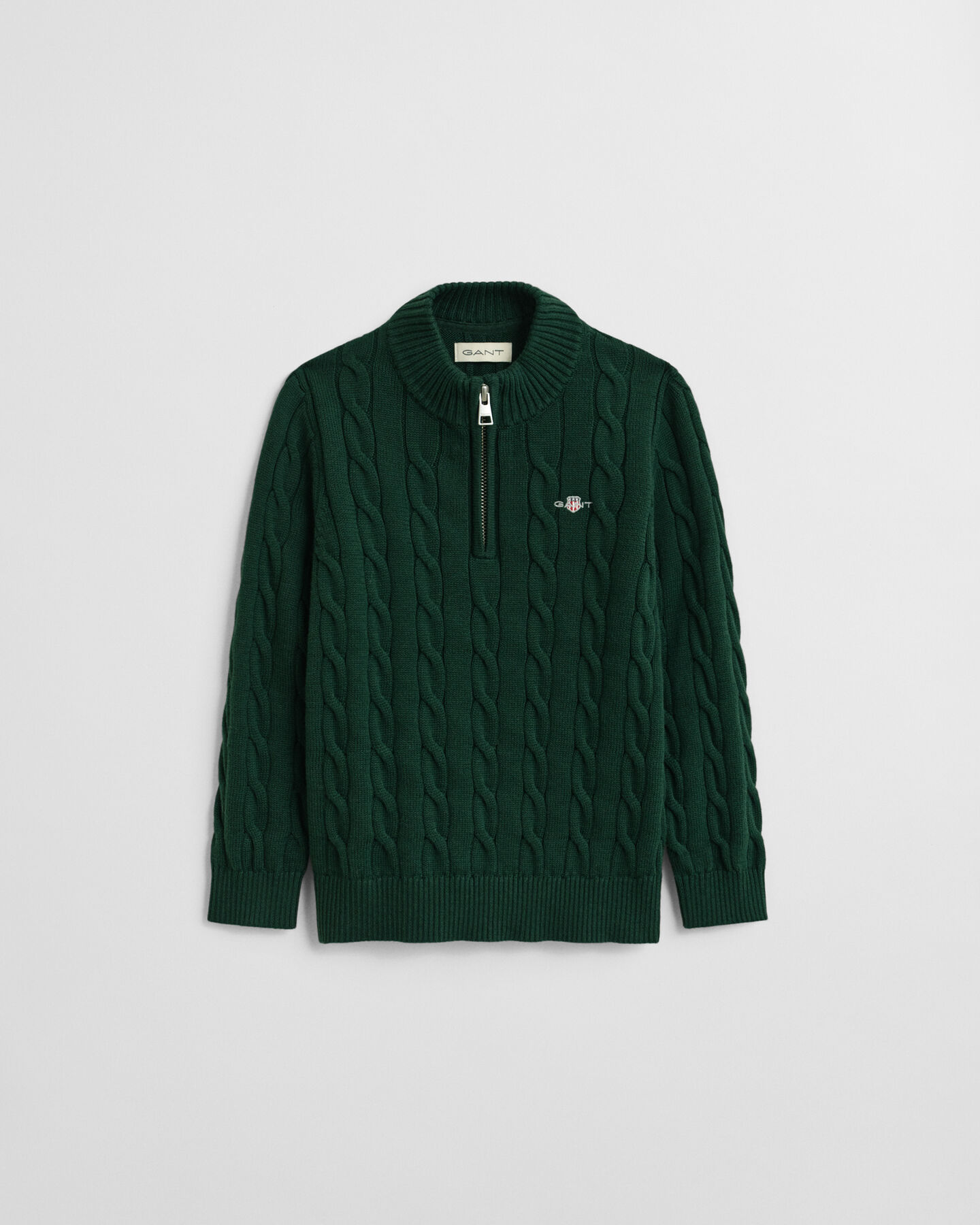 Maglia con zip corta in cotone a trecce Kids