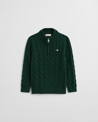 Maglia con zip corta in cotone a trecce Kids