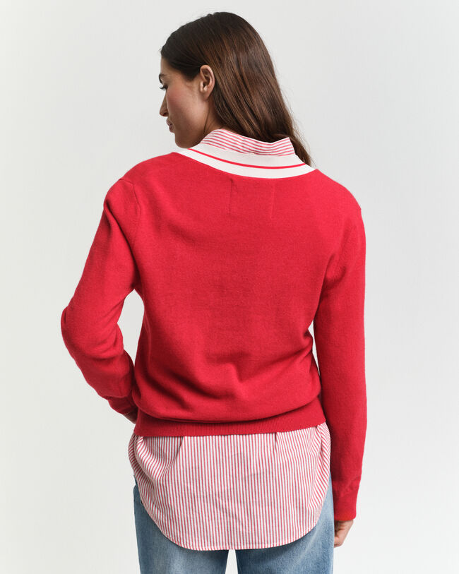 Maglia con scollo a V a contrasto