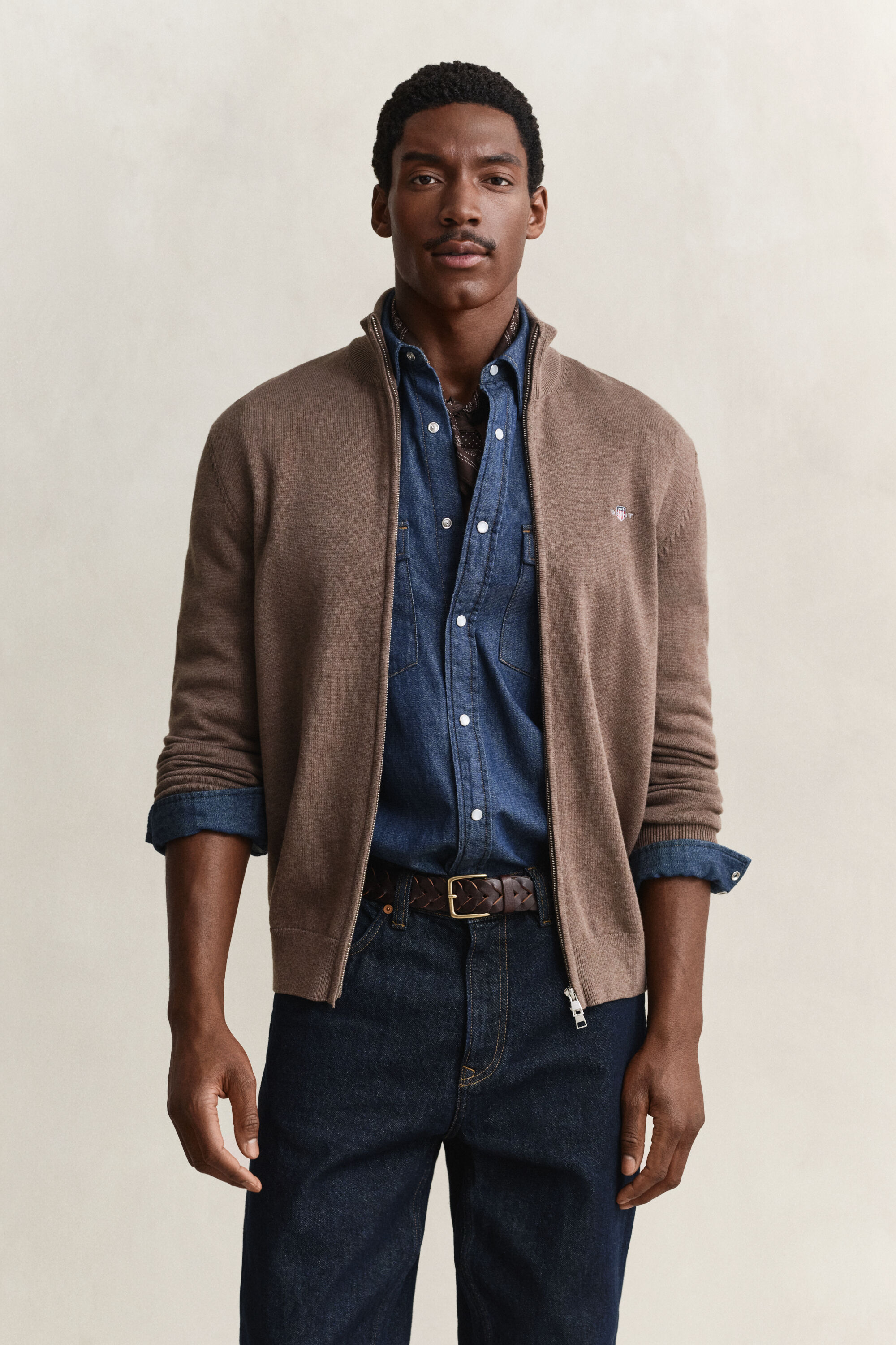 Cardigan in cotone casual con zip