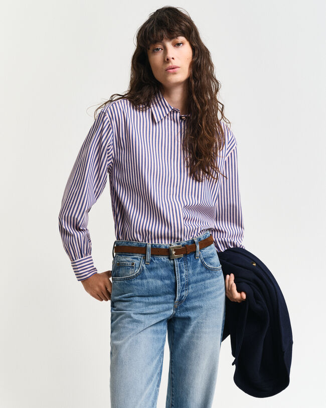 Camicia a righe manica ampia relaxed fit