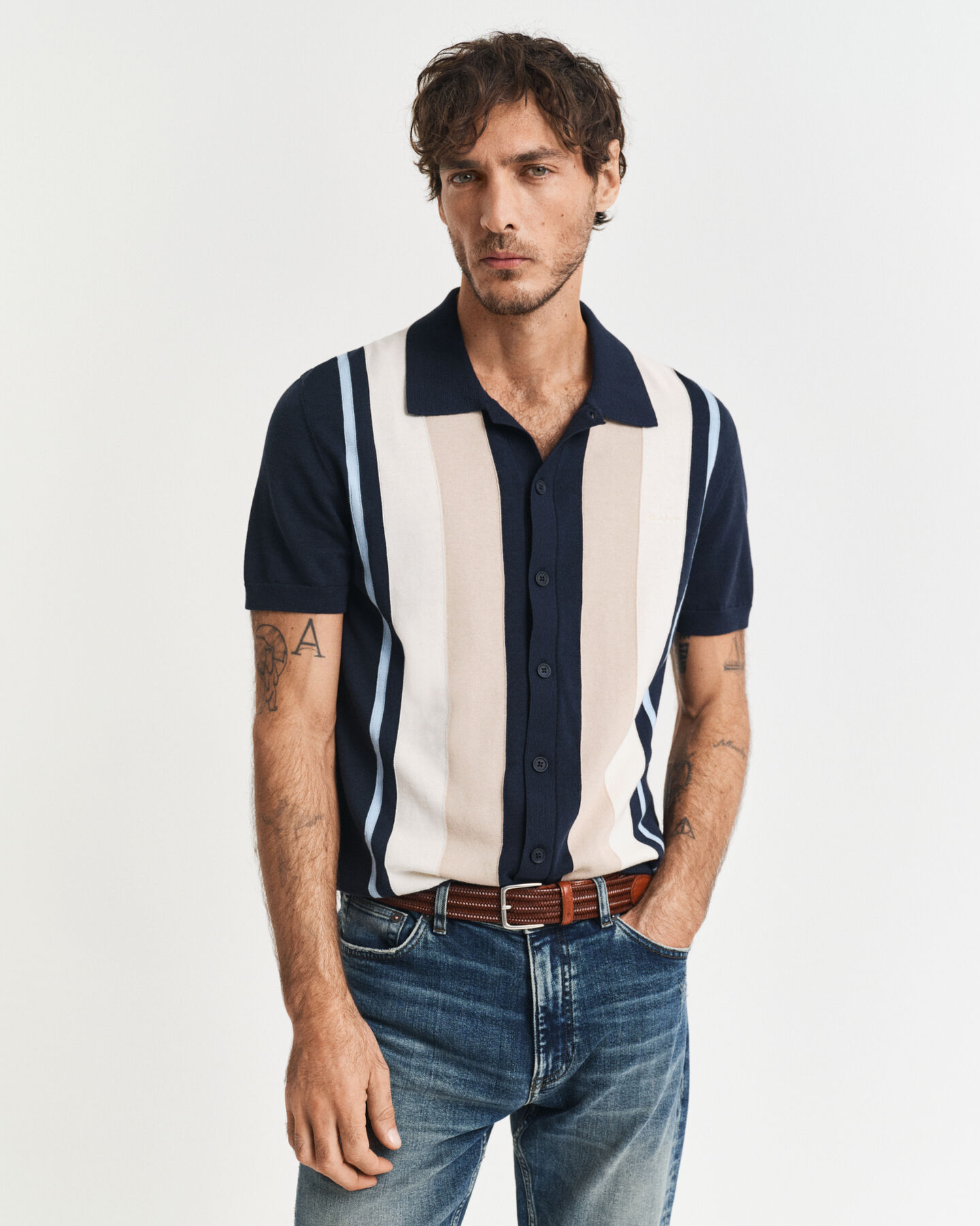 Polo in piqué di cotone colour block