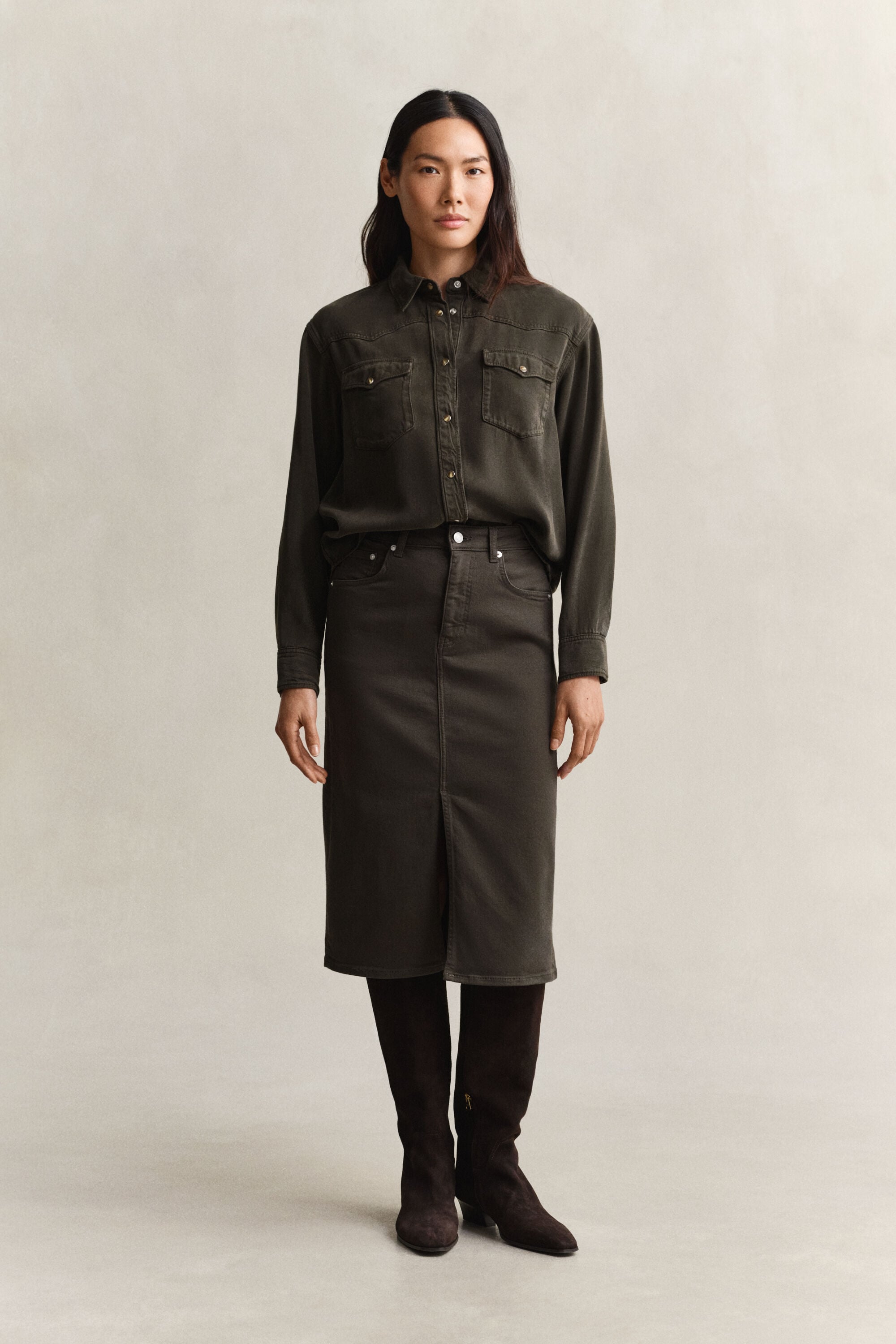 Gonna longuette in twill