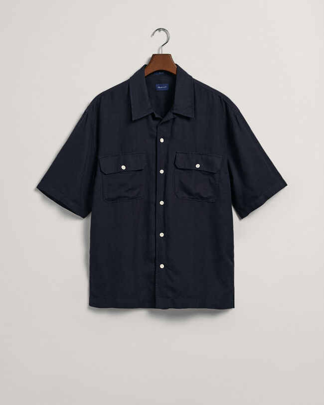 Camicia a maniche corte in lyocell di lino relaxed fit