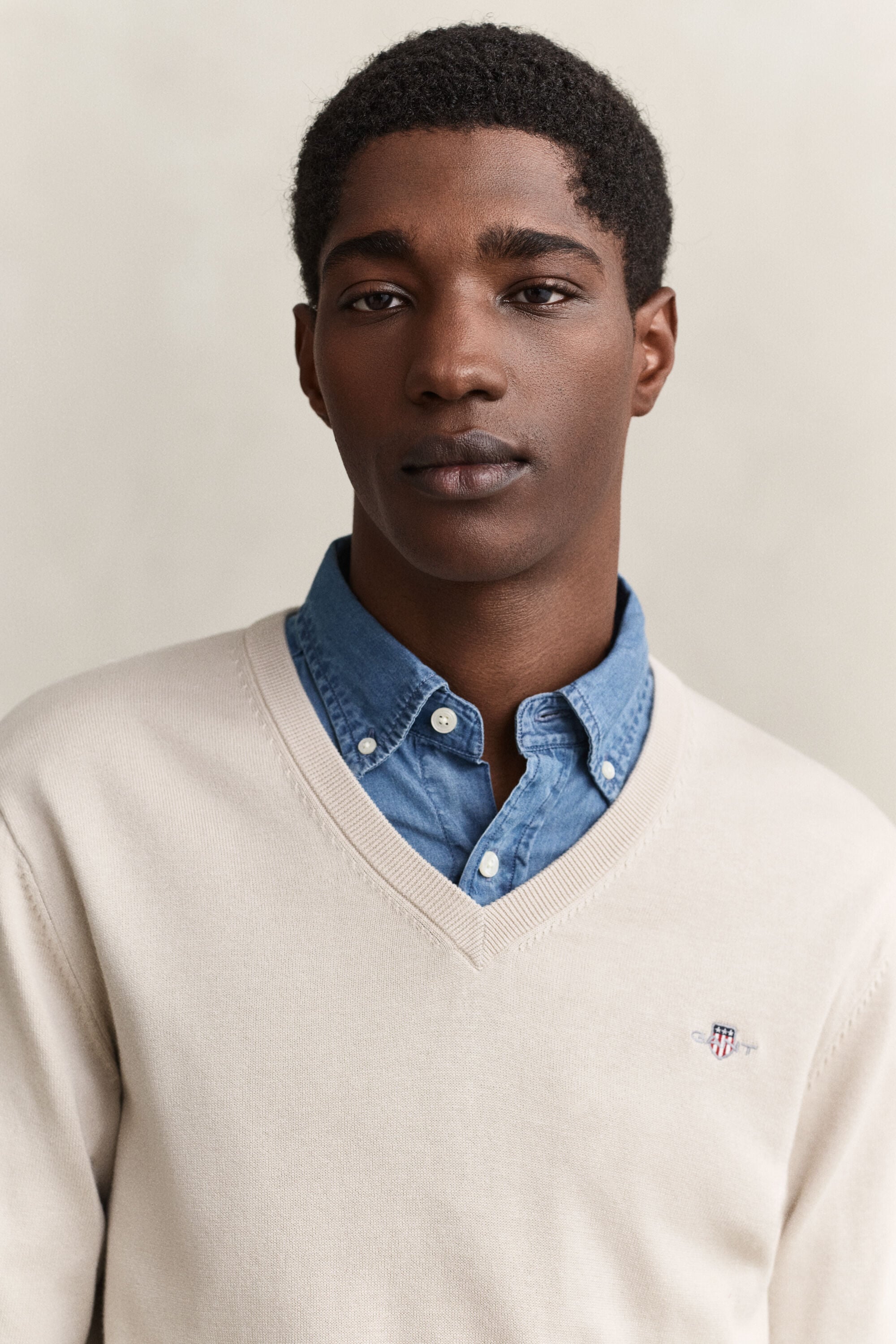 Maglia in cotone con scollo a V classico