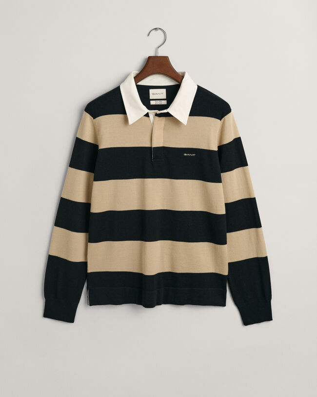 Rugger in lana merino a righe larghe