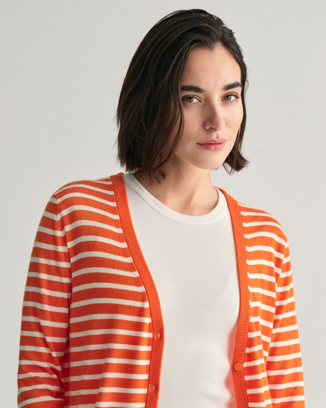 Cardigan a righe in maglia fine