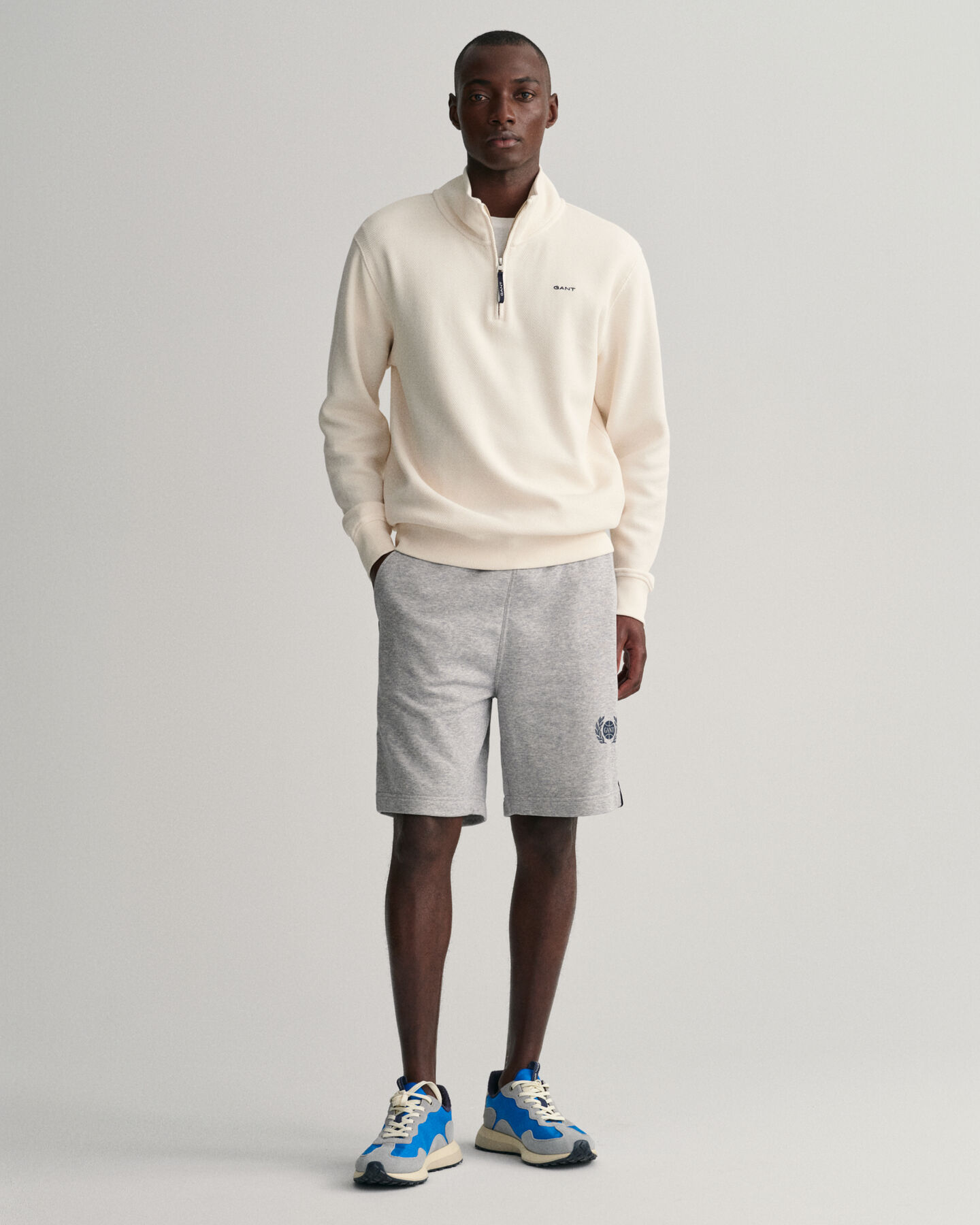 Maglia Texture a nido d'ape con zip corta