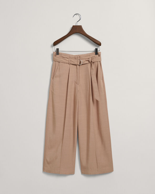 Pantaloni con cintura a gamba larga corti alla caviglia