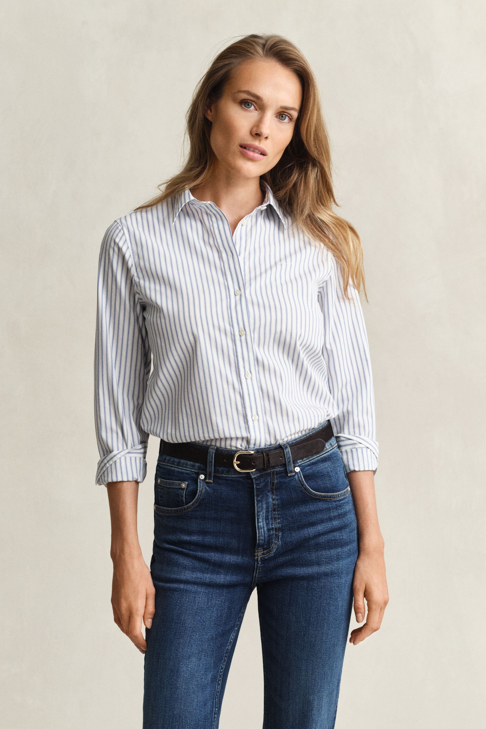 Camicia in popeline a righe regular fit